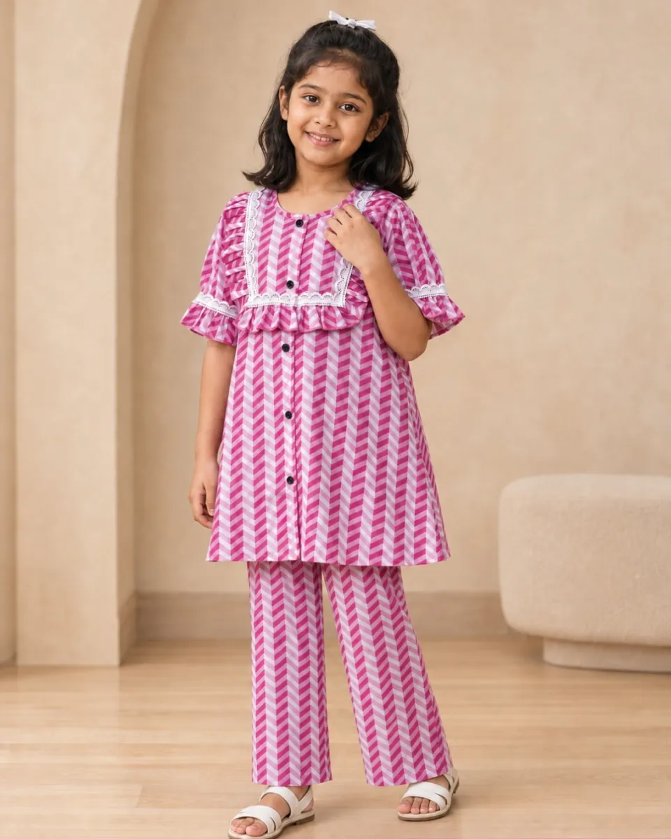 Summer Special Floral Co-ord Set for Girls - 003
